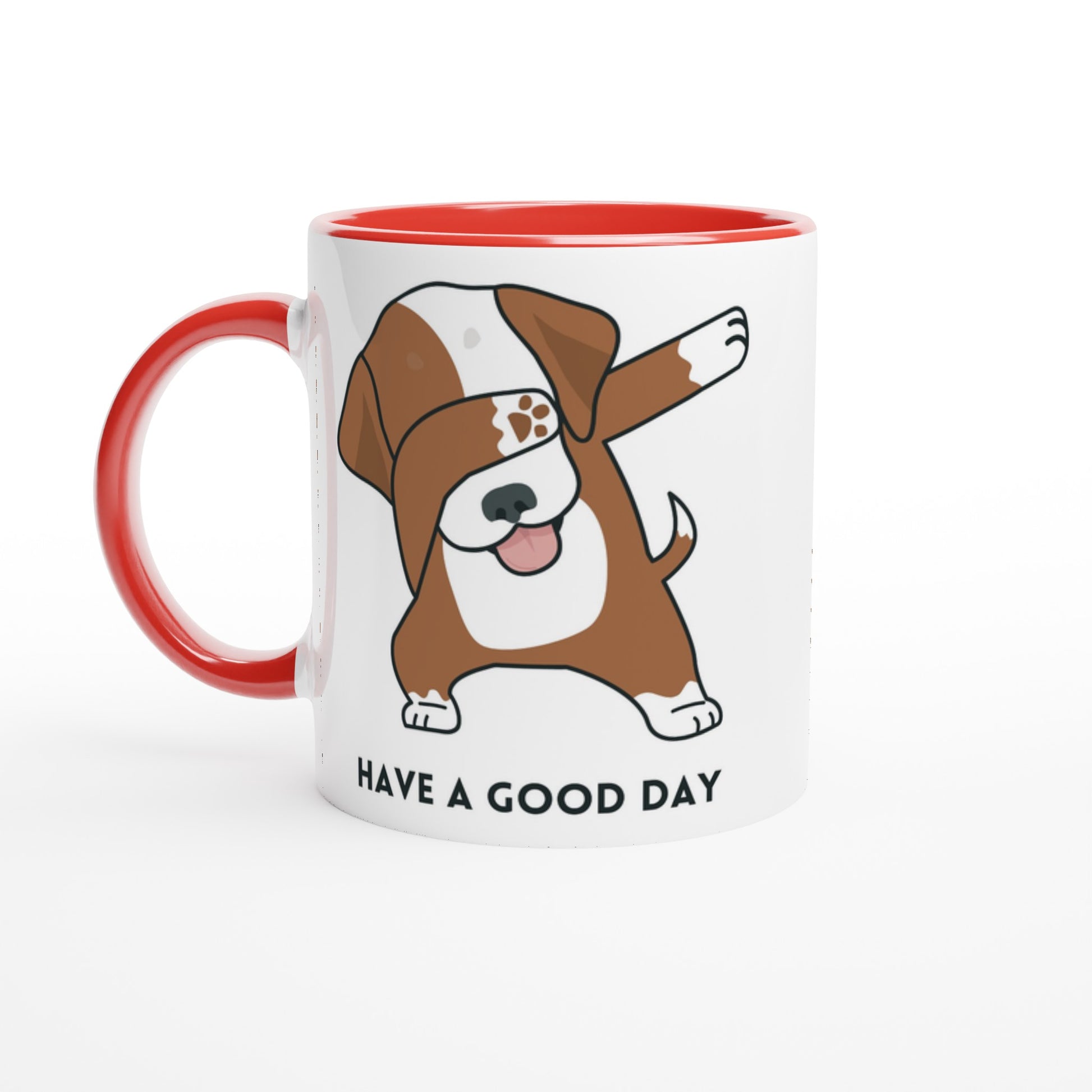 Dab Step Dog - White 11oz Ceramic Mug with Colour Inside Ceramic Red Colour 11oz Mug animal