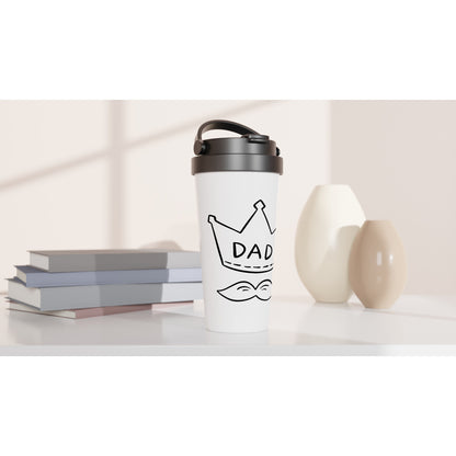 Dad - White 15oz Stainless Steel Travel Mug Travel Mug Dad Globally Fulfilled