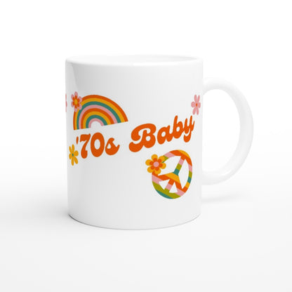 70's Baby - White 11oz Ceramic Mug White 11oz Mug retro