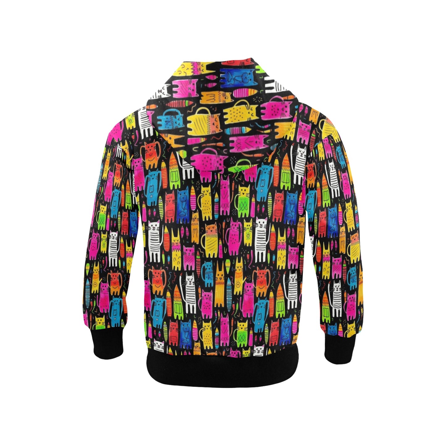 Colourful Cats - Junior Boys Zip Up Hoodie