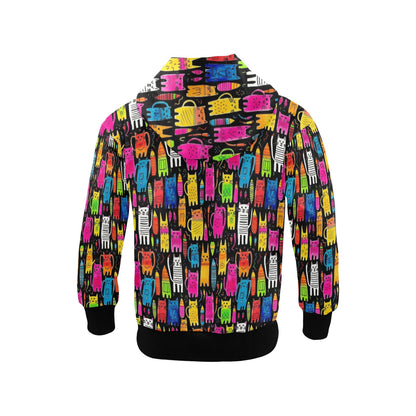 Colourful Cats - Junior Boys Zip Up Hoodie