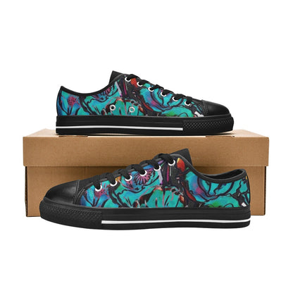 Flower It Blue - Women's Classic Canvas Shoes