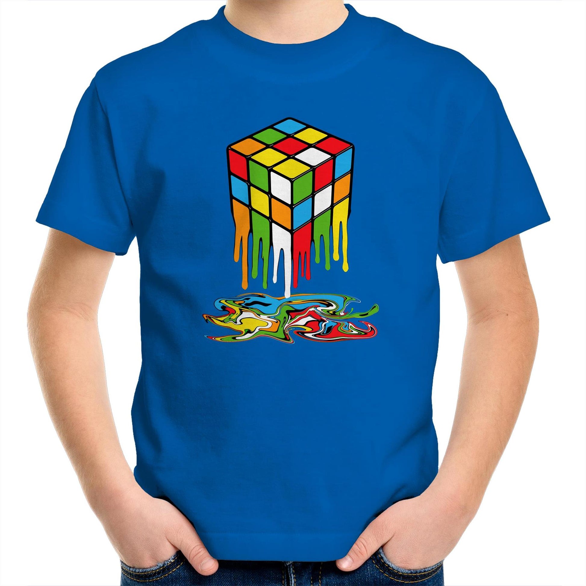 Melting Game Cube - Kids Youth T-shirt Bright Royal Kids Youth T-shirt Games