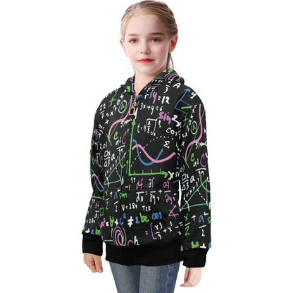 Equations In Green And Pink - Senior Girls Zip Up Hoodie