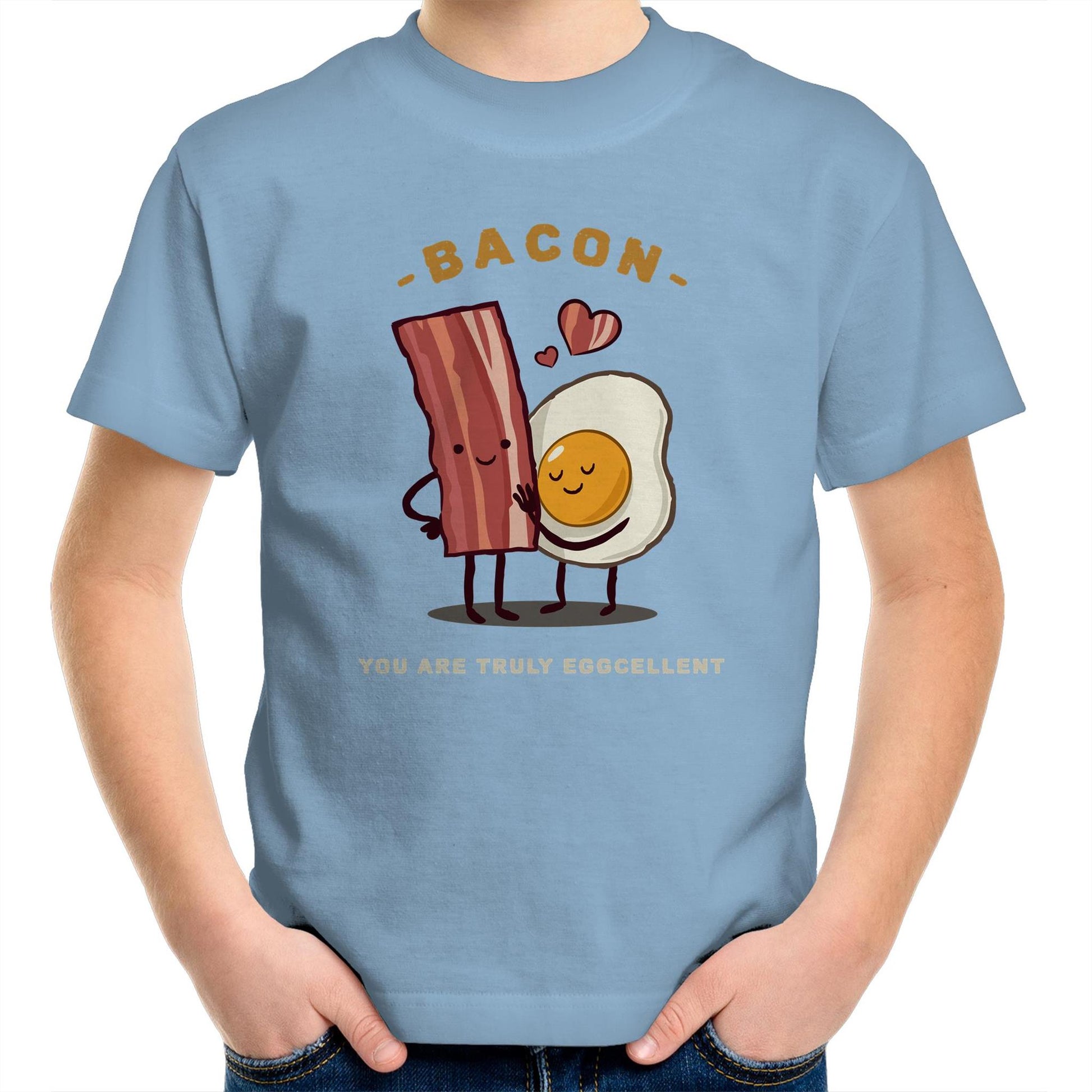 Bacon, You Are Truly Eggcellent - Kids Youth T-Shirt Carolina Blue Kids Youth T-shirt Food