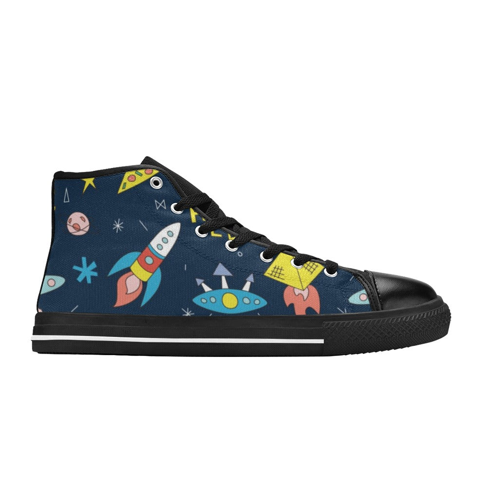 Hello Alien - Kids High Top Canvas Shoes