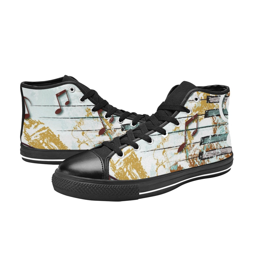 Music Graffiti - Women's High Top Canvas Shoes