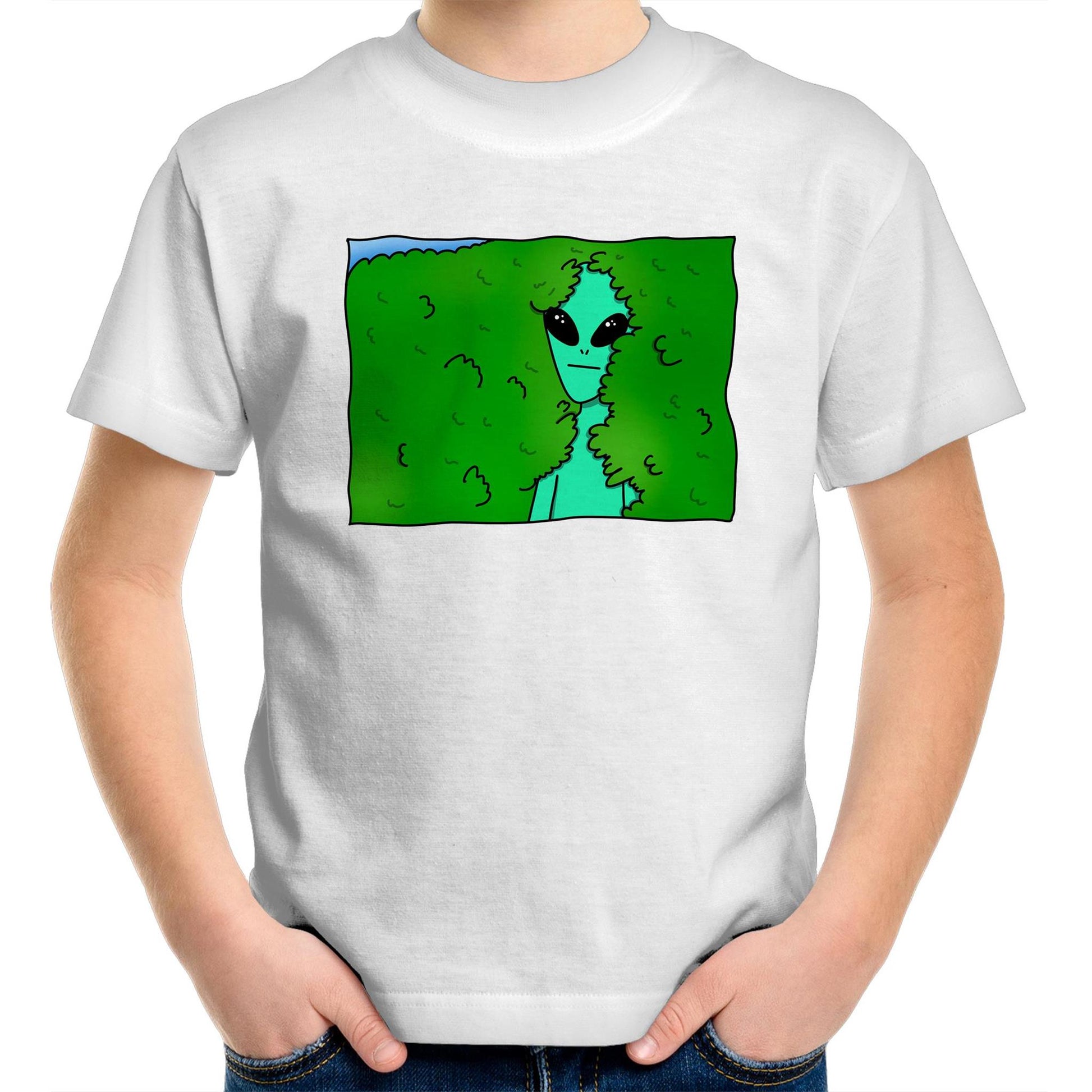 Alien Backing Into Hedge Meme - Kids Youth T-Shirt White Kids Youth T-shirt Funny Sci Fi