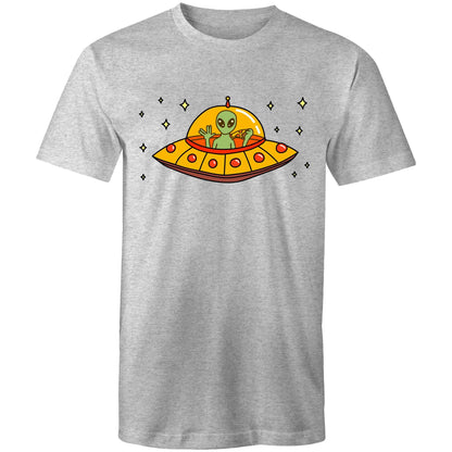 Alien Pizza - Mens T-Shirt Grey Marle Mens T-shirt Sci Fi