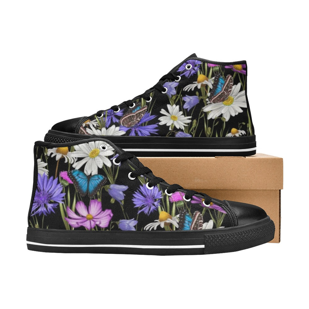 Butterfly Flowers - Women's High Top Canvas Shoes