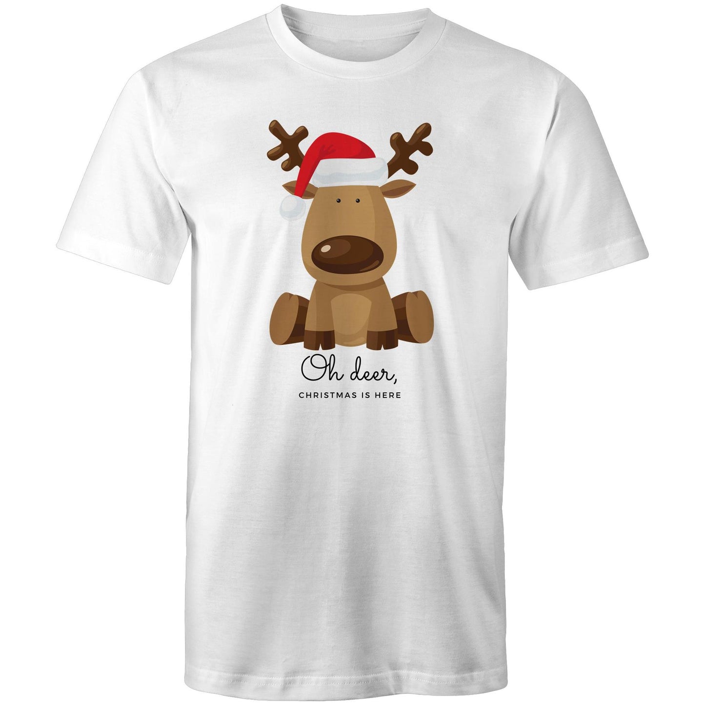 Oh Deer, Christmas Is Here, Reindeer - Mens T-Shirt