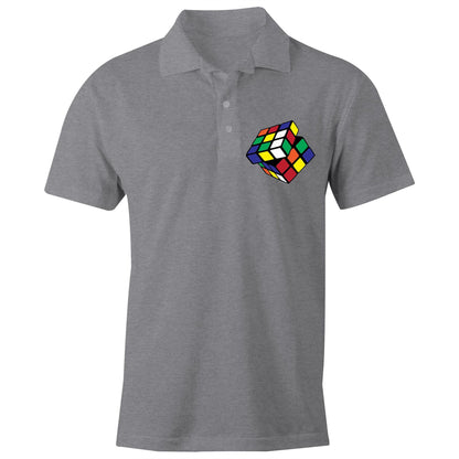 Cube - Chad S/S Polo Shirt, Printed Grey Marle Polo Shirt Games
