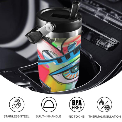 Graffiti Bird - 30oz Tumbler with Top Handle