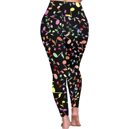 Quavers, Music Notes - Womens High Waist Leggings (Sizes 16-22)