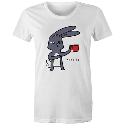 Rabbit Coffee, Wake Up - Womens T-shirt