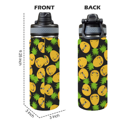 Cool Pineapples - Insulated Water Bottle with Dual-Use Lid (18oz) Insulated Water Bottle with Dual-Use Lid (18oz) Food Printed Offshore