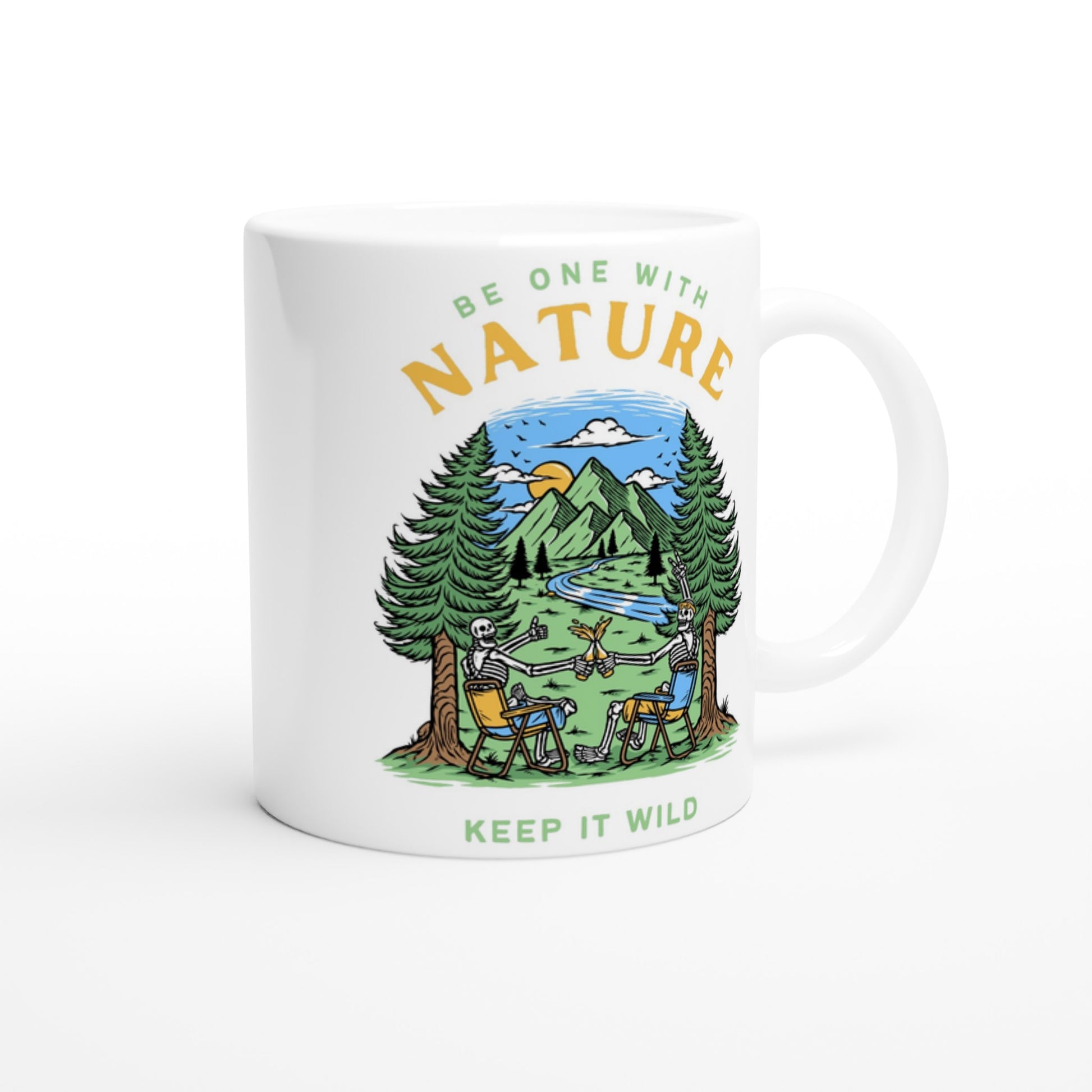 Be One With Nature, Keep It Wild, Skeleton - White 11oz Ceramic Mug White 11oz Mug Environment Funny