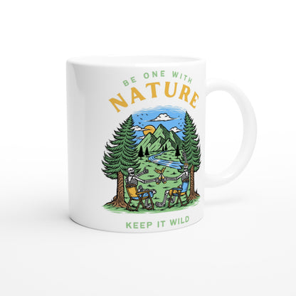 Be One With Nature, Keep It Wild, Skeleton - White 11oz Ceramic Mug White 11oz Mug Environment Funny Globally Fulfilled