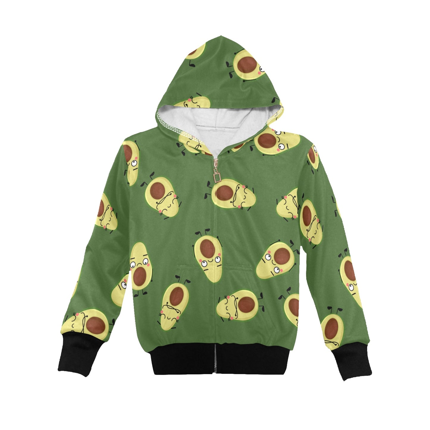 Avocado Characters - Junior Girls Zip Up Hoodie