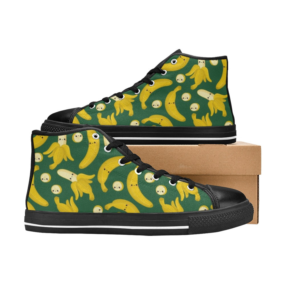 Happy Bananas - Kids High Top Canvas Shoes Kids High Top Canvas Shoes Food Printed Offshore