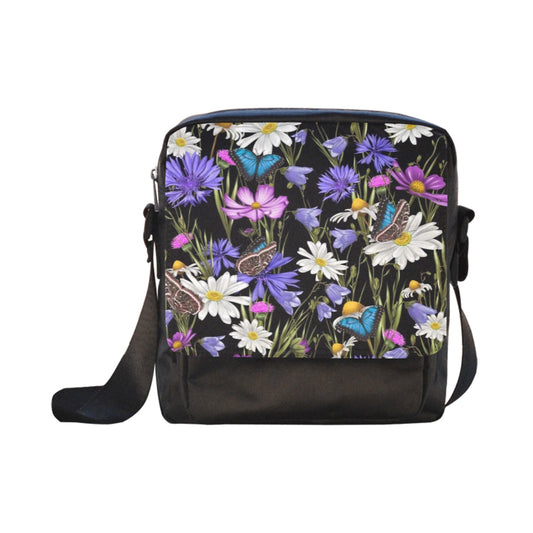 Butterfly Flowers - Crossbody Nylon Bag Crossbody Bags