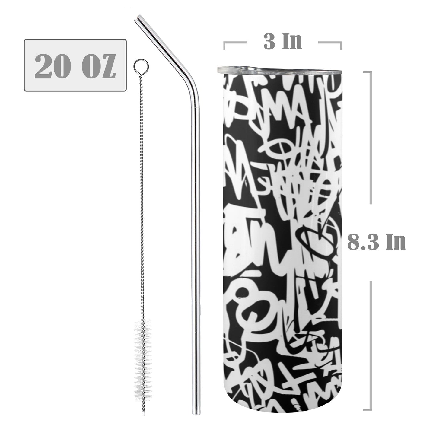 Graffiti - 20oz Tall Skinny Tumbler with Lid and Straw