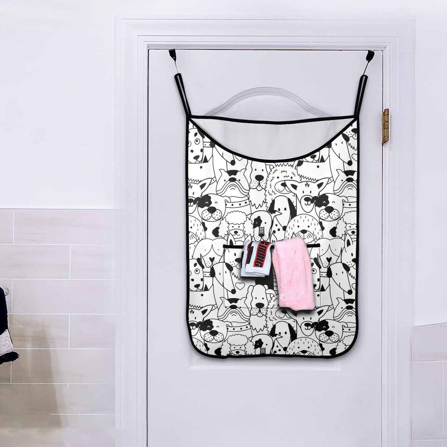 Black And White Dogs - Hanging Laundry Bag