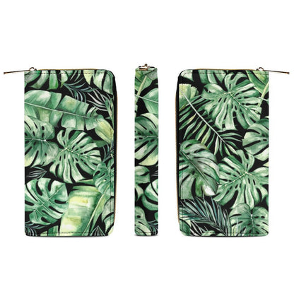 Jungle Leaves - Leather Wallet / Purse