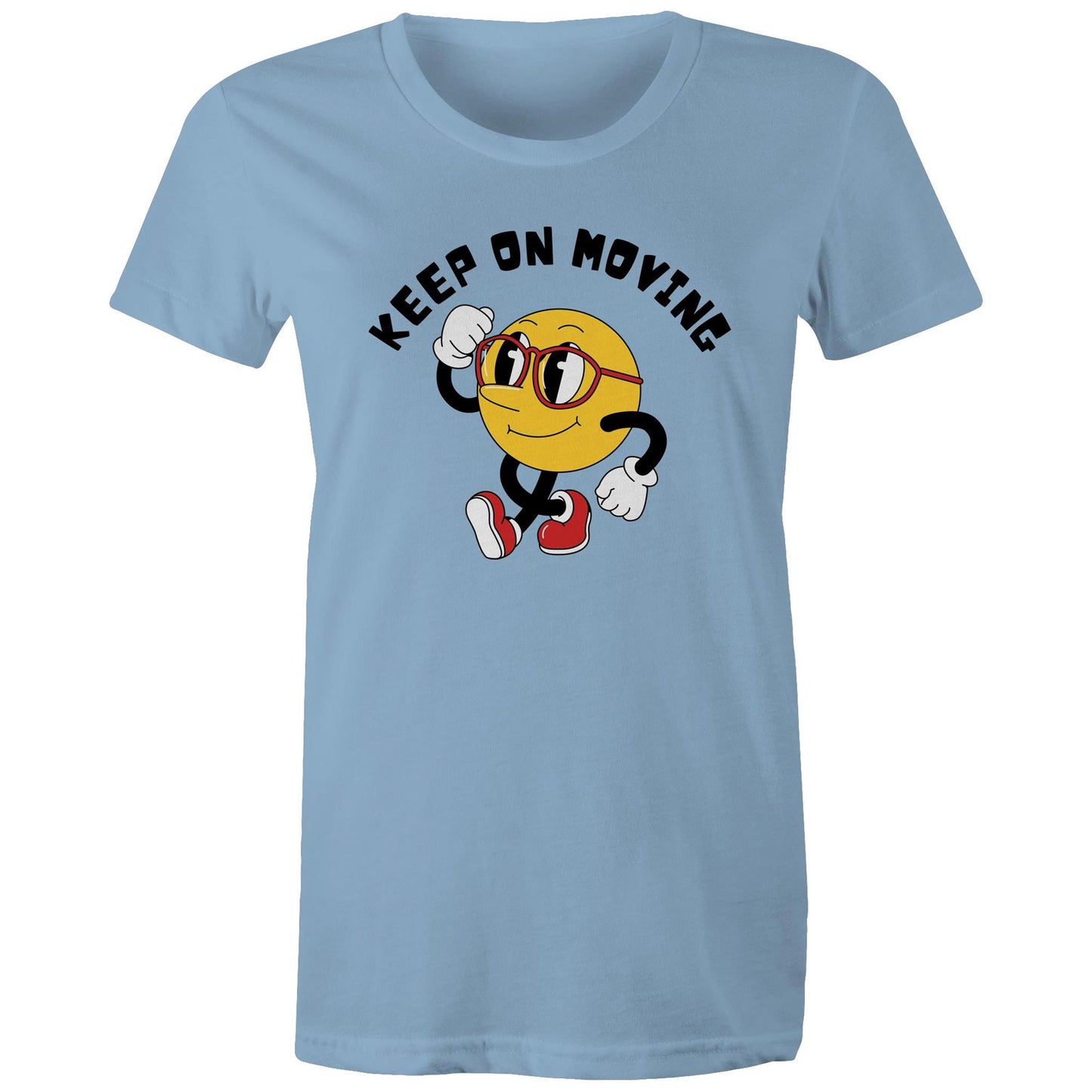 Keep On Moving - Womens T-shirt Carolina Blue Womens T-shirt Fitness Printed In Australia