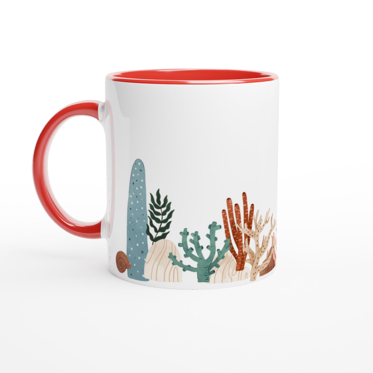 Coral Garden - White 11oz Ceramic Mug with Colour Inside Ceramic Red Colour 11oz Mug Environment