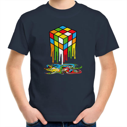 Melting Game Cube - Kids Youth T-shirt Navy Kids Youth T-shirt Games