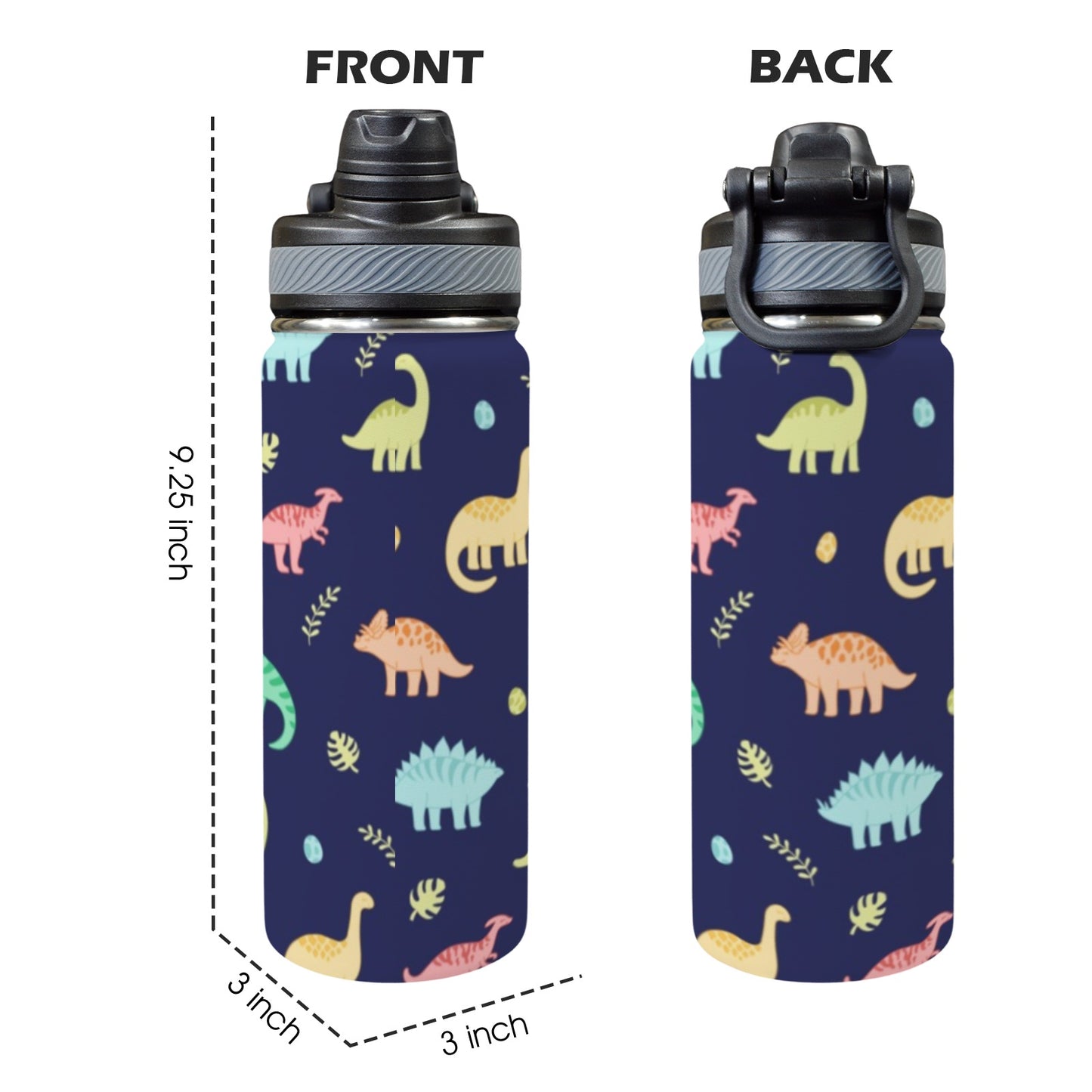 Dinosaurs - Insulated Water Bottle with Dual-Use Lid (18oz) Insulated Water Bottle with Dual-Use Lid (18oz) animal Printed Offshore