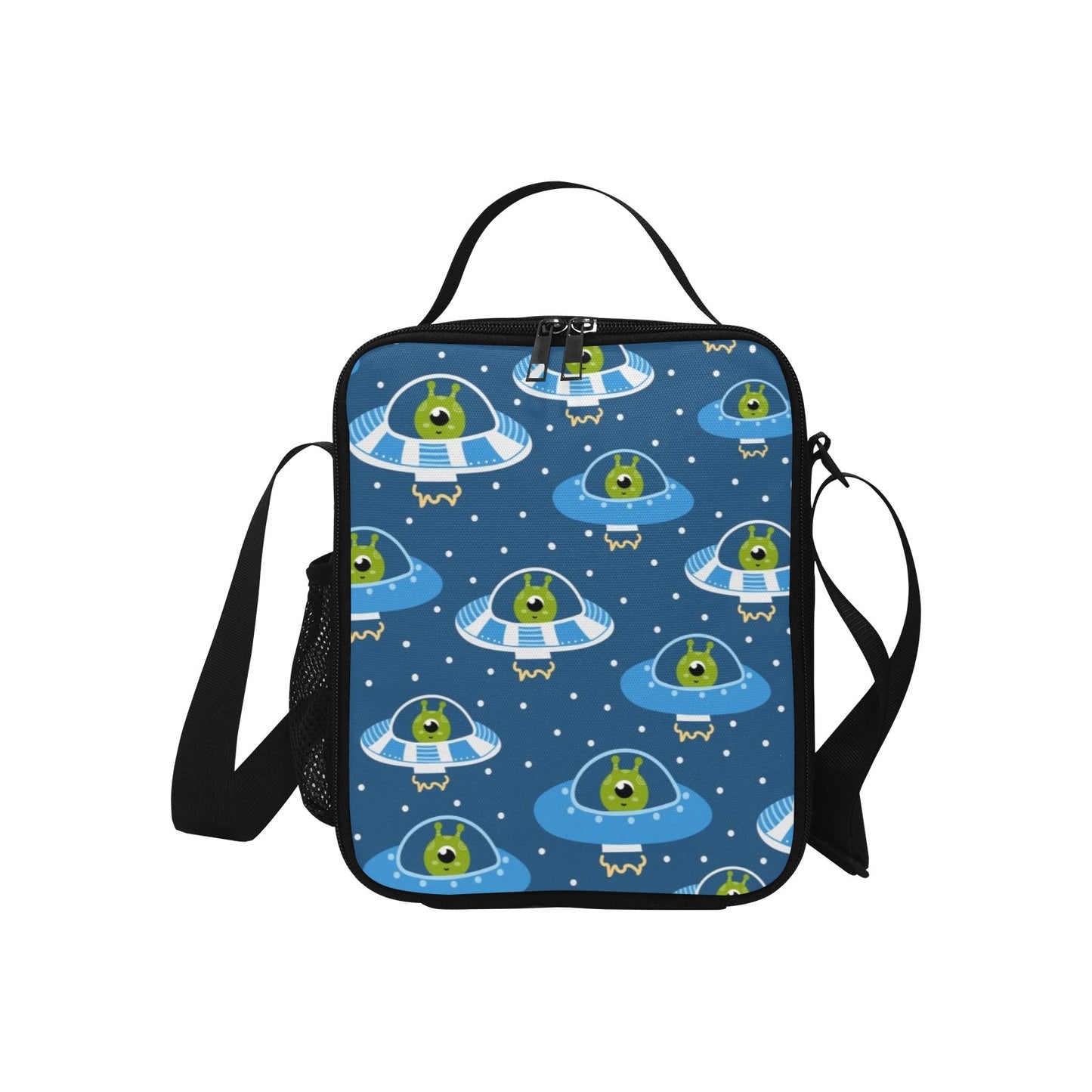 Cute Aliens in UFOs - Crossbody Lunch Bag for Kids