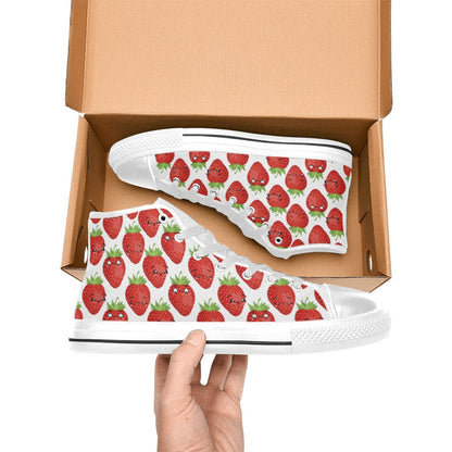 Strawberry Characters - Women's High Top Canvas Shoes