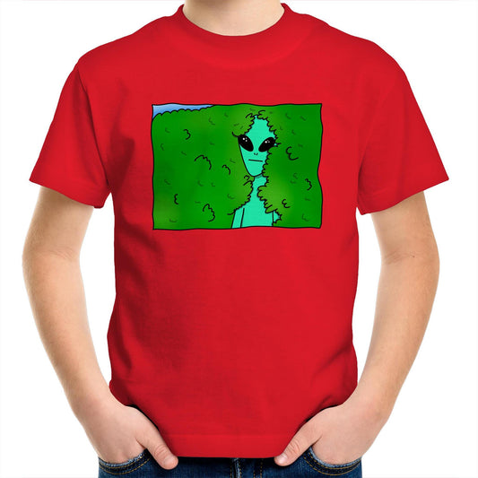 Alien Backing Into Hedge Meme - Kids Youth T-Shirt Red Kids Youth T-shirt Funny Sci Fi