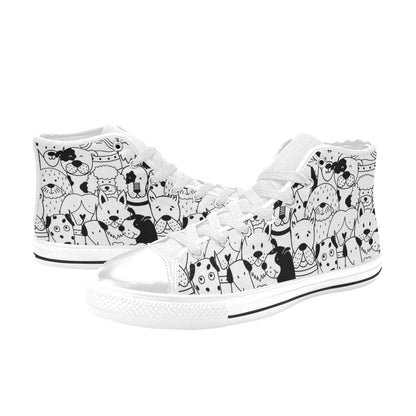 Black And White Dogs - Men's High Top Canvas Shoes