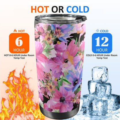 Bright Pink Floral - 20oz Travel Mug / Tumbler