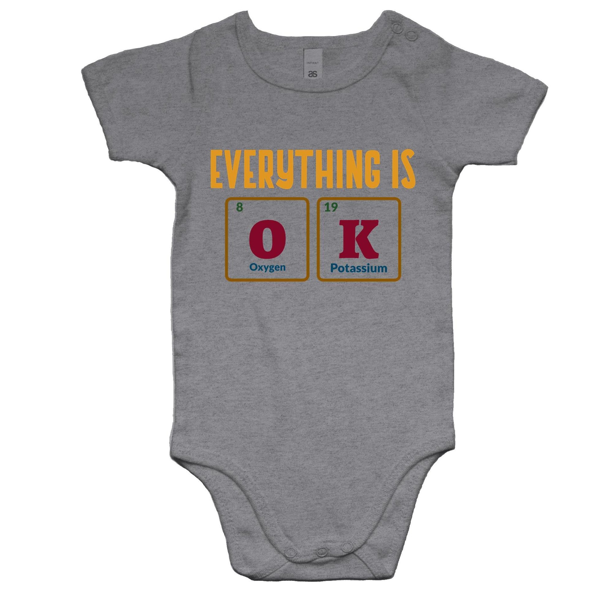 Everything Is OK, Periodic Table Of Elements - Baby Bodysuit Grey Marle Baby Bodysuit Science