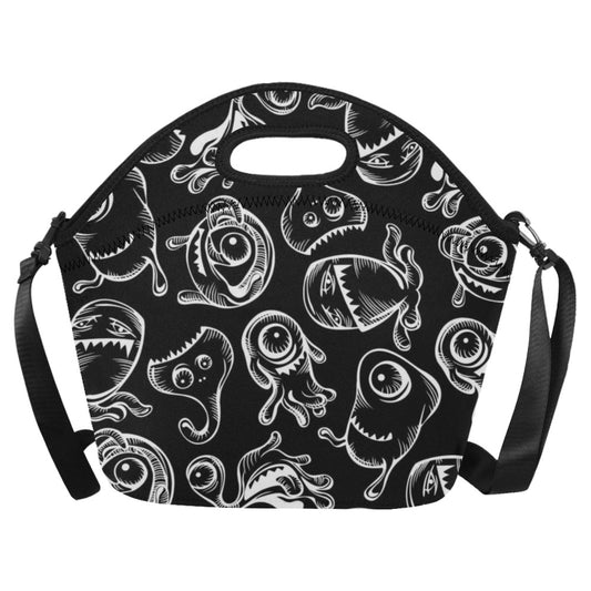 Monsters In Black And White - Neoprene Lunch Bag/Large