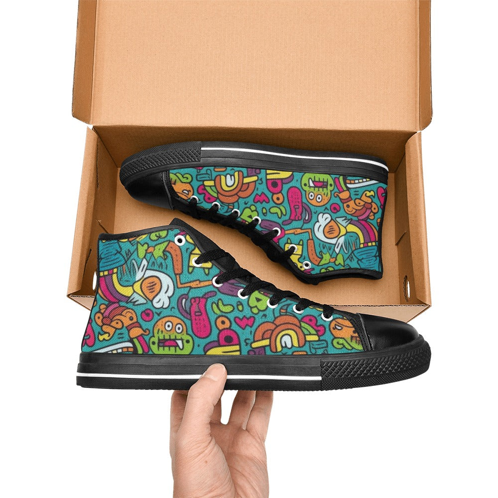 Crazy Characters - Kids High Top Canvas Shoes