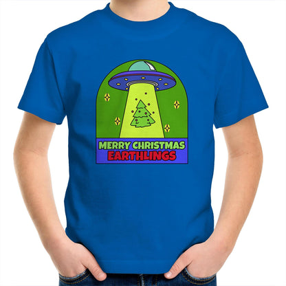 Merry Christmas Earthlings, UFO - Kids Youth T-Shirt