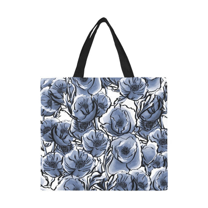 Blue And White Floral - Full Print Canvas Tote Bag Full Print Canvas Tote Bag