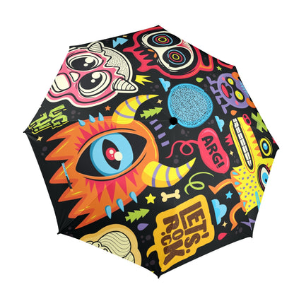 Monster Kids - Semi-Automatic Foldable Umbrella Semi-Automatic Foldable Umbrella Printed Offshore