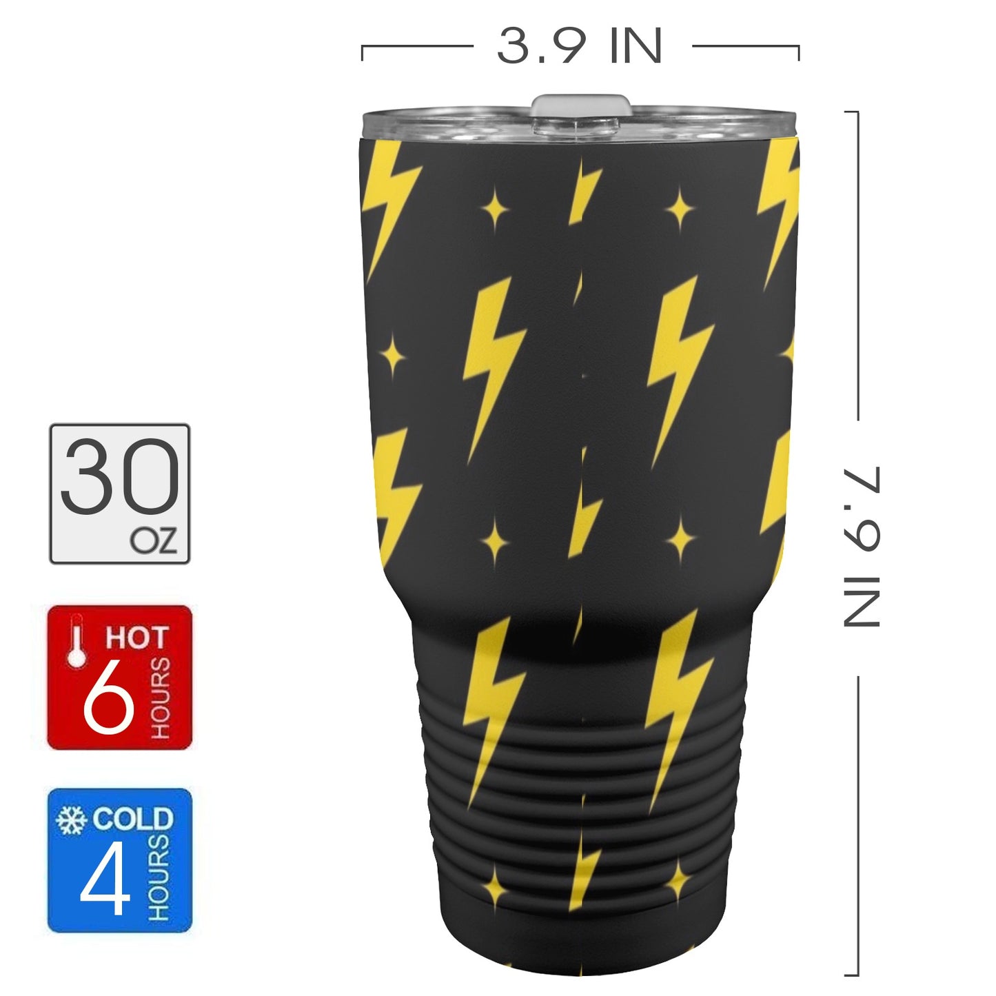 Yellow Lightning - 30oz Insulated Stainless Steel Mobile Tumbler