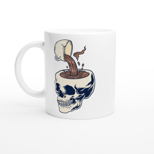 Coffee Skull - White 11oz Ceramic Mug Default Title White 11oz Mug Coffee Globally Fulfilled