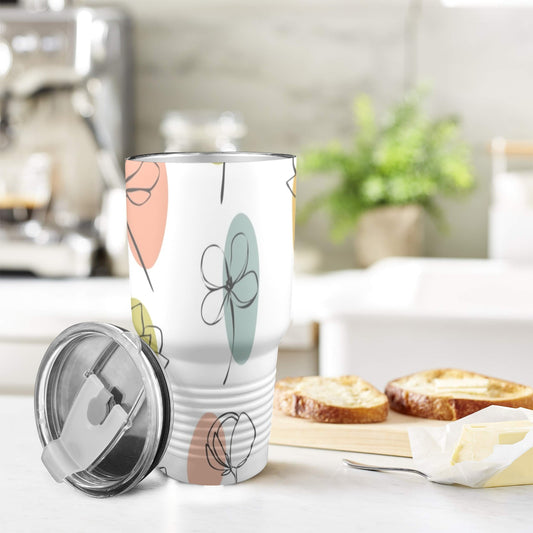 Flower Lines - 30oz Insulated Stainless Steel Mobile Tumbler