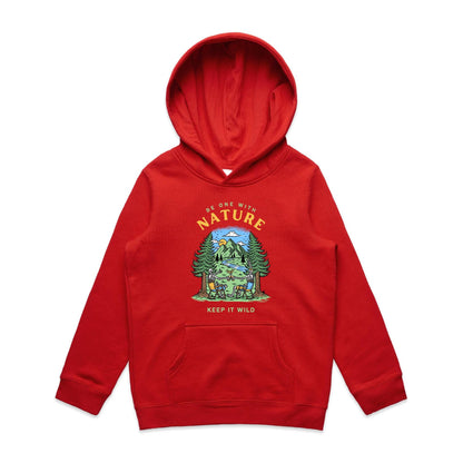 Be One With Nature, Skeleton - Youth Supply Hood Red Kids Hoodie Environment Summer