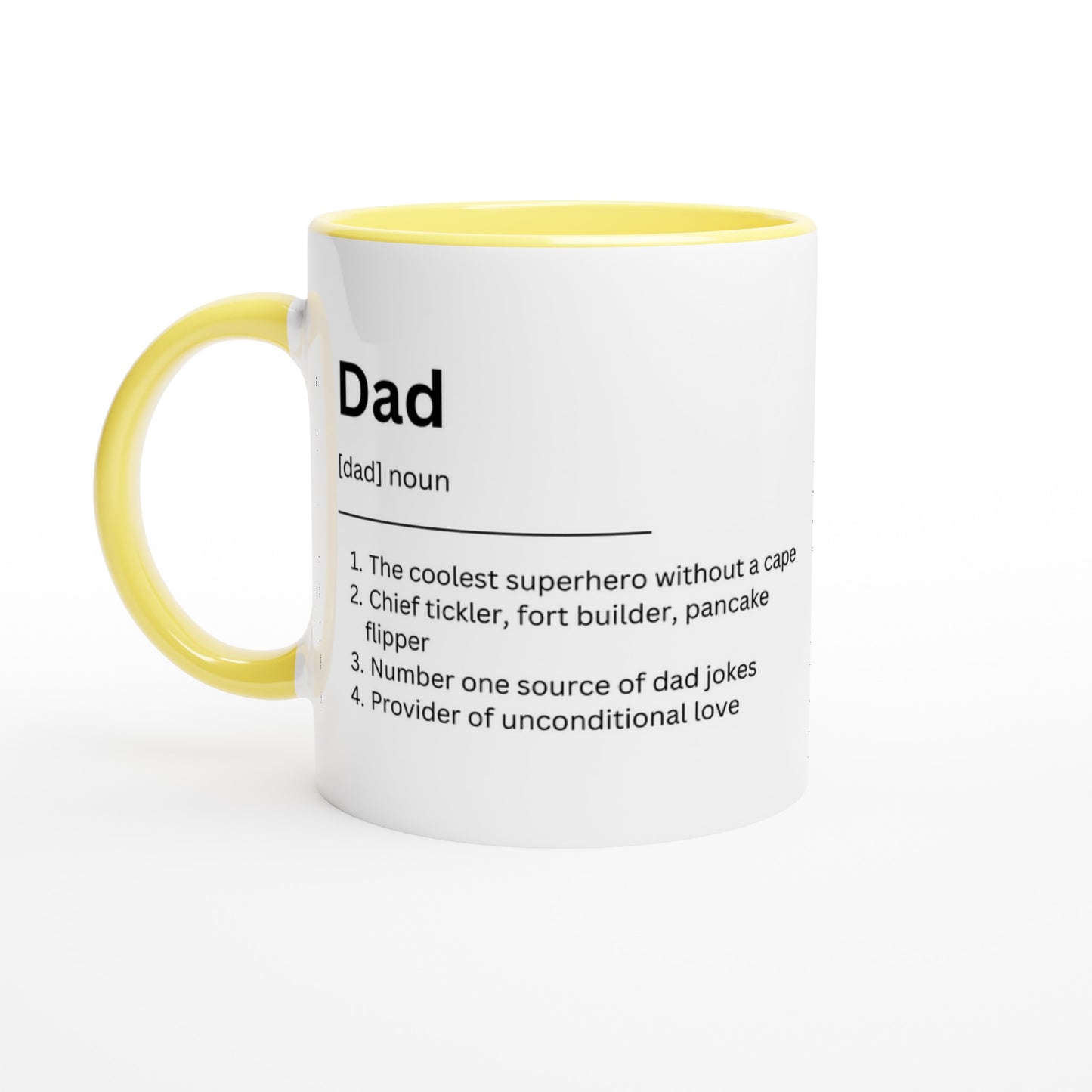 Dad Definition - White 11oz Ceramic Mug with Colour Inside Ceramic Yellow Colour 11oz Mug Dad