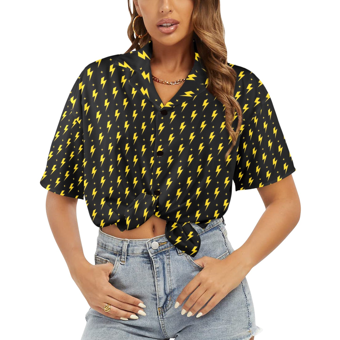 Yellow Lightning - Womens Hawaiian Shirt