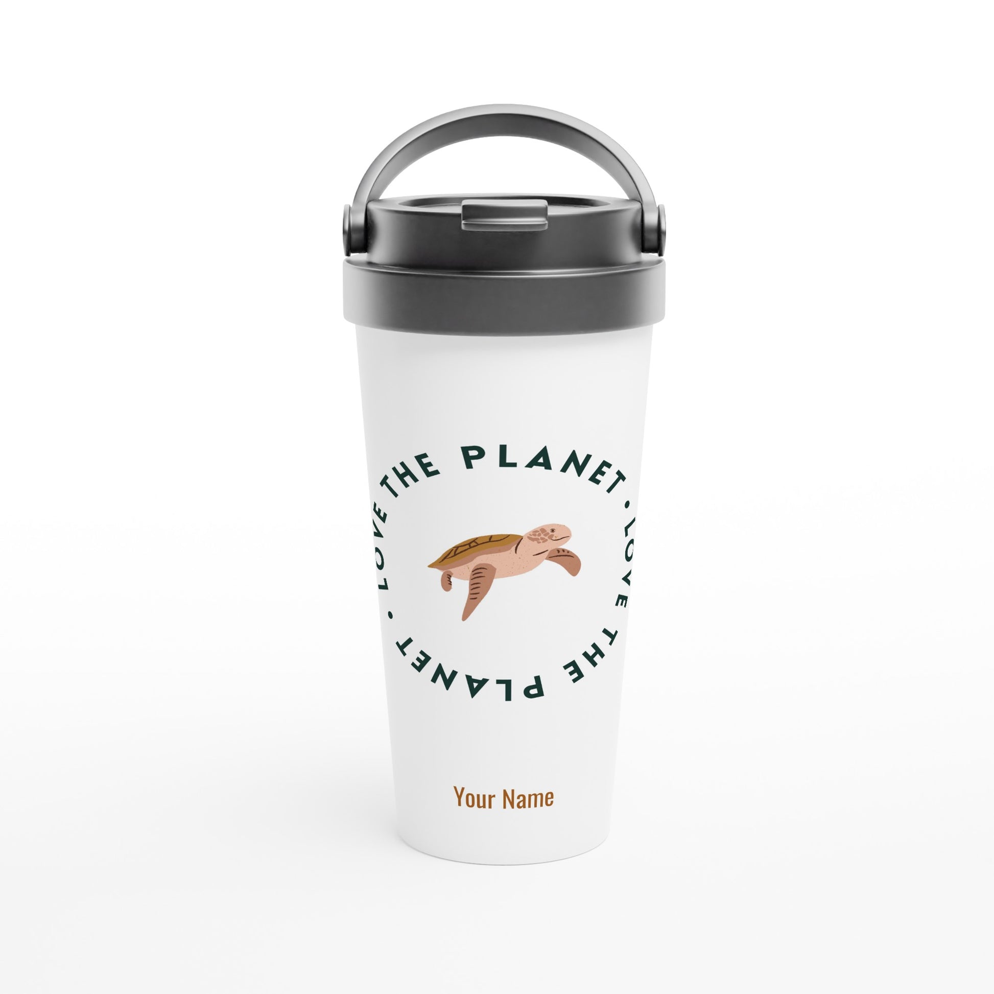 Personalised - Love The Planet - White 15oz Stainless Steel Travel Mug Default Title Personalised Travel Mug